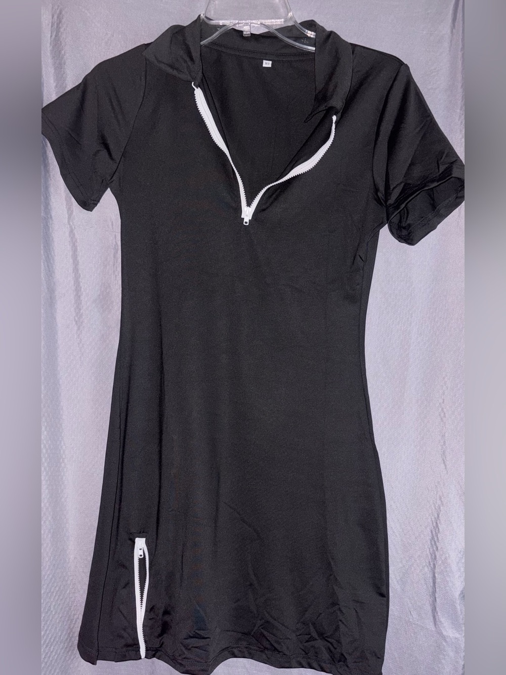 Women’s Black Swim Polo Dress with Front Zip - No Shorts - Picture 6 of 7